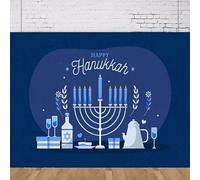 Happy Hanukkah Photography Backdrop Banner Hanukkah Theme Jewish Chanukah Party Photo Background Poster Supplies 440x300CM