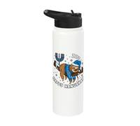 Happy Hanukkah Sloth Sleeping Jewish Chanukah Funny Menorah Stainless Steel Insulated Water Bottle