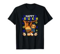 Happy Hanukkah Sloth with Menorah Dreidel Jewish Kids T-Shirt