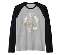 Happy Hanukkah Whimsical Illustration with Cats and Menorah Raglan Baseball Tee