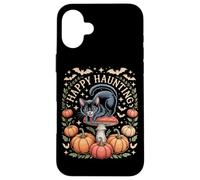 Happy Haunting Cottagecore Black Cat Pumpkin Halloween Case for iPhone 16 Plus