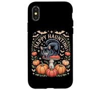 Happy Haunting Cottagecore Black Cat Pumpkin Halloween Case for iPhone X/XS