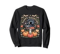 Happy Haunting Cottagecore Black Cat Pumpkin Halloween Sweatshirt