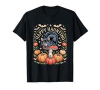 Happy Haunting Cottagecore Black Cat Pumpkin Halloween T-Shirt