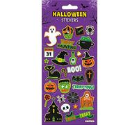 Happy Haunting Sparkly Reusable Halloween Stickers | Perfect for Trick or Treater, and Decorating Trick or Treat Bags | Reusable on Non-Porous Surfaces