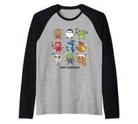 Happy Hauntings Cute Halloween Characters Raglan Baseball Tee