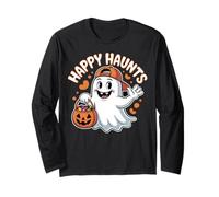Happy Haunts Cute Halloween Ghost Candy Design Long Sleeve T-Shirt