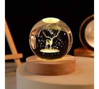 Happy Haves Light Sphere,Happy Haves Calming Stellar Spheres The Galaxy,Saturn and The Moon,LED Crystal Space Lamp,3D Solar System Crystal Ball Night Light with Wooden Base for Bedroom Decor (Type-B)