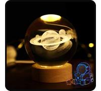 Happy Haves Light Sphere, Happyhaves Sphere, 3D Galaxy Crystal Ball Night Light, Happyhaves Calming Stellar Spheres The Galaxy, Saturn and The Moon, LED Crystal Space Lamp (G)