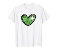happy Heart Shamrock Leopard Plaid Clover St Patricks Day T-Shirt