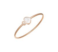 Happy Hearts Bangle In Ethical 18ct Rose Gold With Diamond And Mother Of Pearl - Size Medium