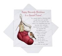 Happy Heavenly Christmas Card, Missing A Special Friend at Christmas Graveside Card, Robin on Stocking