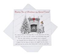 Happy Heavenly Christmas Card, Missing A Special Friend at Christmas Graveside Card, Sketch Fireplace