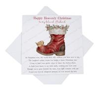 Happy Heavenly Christmas Card, Missing You Beloved Husband at Christmas Graveside Card, Robin on Boot