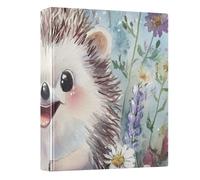 Happy Hedgehog Flower 3 Ring Binder 1.5 Inch Round Ring Binder View Binder Holds 200 Documents for Home School Office Use