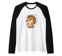 Happy Hedgehog Skate Cartoon Raglan Baseball Tee