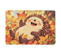 Happy Hedgehog with Flowers Illustration Rug 150 x 100 cm, Soft Short Pile | Soft living room rug as a New Year gift, clear heat transfer print; for guest room and reading corner