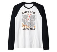 Happy Hens Happy Eggs Sketch Hen Market Farmers & Gardeners Raglan Baseball Tee
