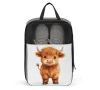 Happy Highland Cow Shoe Bag for Travel Daily Use Anti-dust Storage Carrier Golf Shoe Pouch