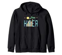 Happy Hiker Positive Outdoor Mountain Trek Adventure Zip Hoodie