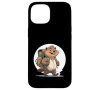 Happy Hiking Otter Beaver With Backpack Case for iPhone 15