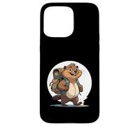 Happy Hiking Otter Beaver With Backpack Case for iPhone 15 Pro Max