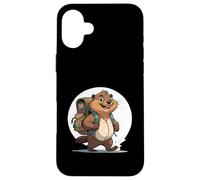 Happy Hiking Otter Beaver With Backpack Case for iPhone 16 Plus