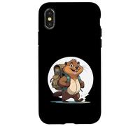 Happy Hiking Otter Beaver With Backpack Case for iPhone X/XS