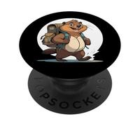 Happy Hiking Otter Beaver With Backpack PopSockets Adhesive PopGrip