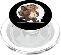 Happy Hiking Otter Beaver With Backpack PopSockets PopGrip for MagSafe