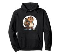 Happy Hiking Otter Beaver With Backpack Pullover Hoodie