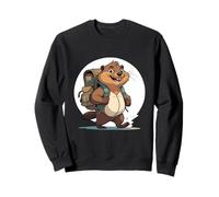 Happy Hiking Otter Beaver With Backpack Sweatshirt