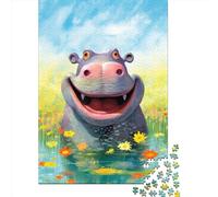Happy Hippo Delight 1000 Pieces Puzzles Paper Puzzle for Teenager Funny Jigsaw Puzzles 1000pcs (38x26cm)