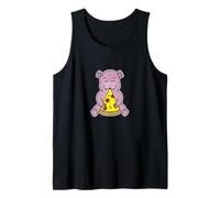 Happy Hippo Hugging Pizza Slice Tank Top