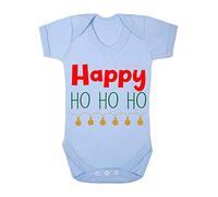 Happy ho ho ho Lights Baby Grow Vest, 0-3 Months, Pastel Blue