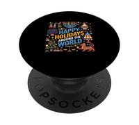 Happy Holidays Around a World Multicultural Celebration PopSockets Adhesive PopGrip