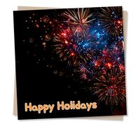 Happy Holidays Card - Christmas & New Year's Greetings - Vibrant Fireworks Design For Friends Or Family