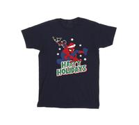 Happy Holidays Cotton T-Shirt Spider-Man Navy 4XL