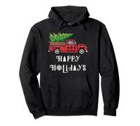 Happy Holidays, Farm Truck Loaded with Christmas Tree Pullover Hoodie