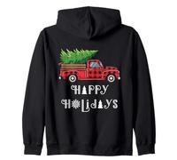Happy Holidays, Farm Truck Loaded with Christmas Tree Zip Hoodie
