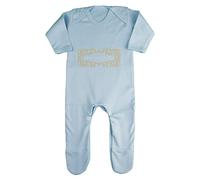 Happy Holidays Style Two Decorative Baby Romper Jumpsuit with feet, 6-12 Months, Pastel Blue