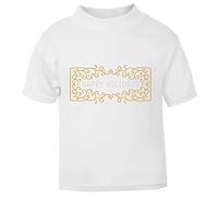 Happy Holidays Style Two Decorative Short Sleeve Cotton Kids t Shirt, 2-3 Years, White