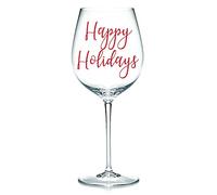 Happy Holidays Vinyl Sticker Decal Transfer for Wine Glasses, Bottles, Mug, Gift Box, Bag. Merry Christmas Tableware (Small - 3cm Tall Capital Letter Height, Black)