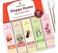 Happy Home Incense Sticks Multipack- (5 Variants) Charcoal Free, Made from Upcycled Flowers | Insense Cozy Warm Sticks Like Vanilla Cake, Balsam Cedar, Rose & Cinnamon | Perfect Incense Gift Set