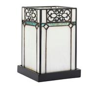 Happy Homewares 1920S Vintage Rectangular Tiffany Glass Table Lamp In Emerald Green