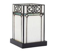 Happy Homewares 1920S Vintage Rectangular Tiffany Glass Table Lamp In Emerald Green