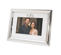 Happy Homewares 25th Anniversary Picture Frame in Nickel Plating with Diamante Crystal Adorned Rings | For Wall or Table | Black Velveteen Backing