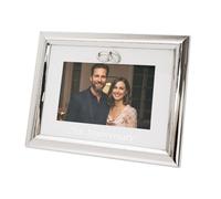 Happy Homewares 25th Anniversary Picture Frame in Nickel Plating with Diamante Crystal Adorned Rings | For Wall or Table | Black Velveteen Backing
