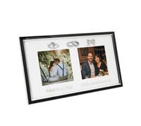 Happy Homewares 25th Anniversary and Wedding Day Picture Frame in Silver and Black with Icons