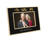 Happy Homewares 50th Anniversary Picture Frame in Matte Black with Brushed Gold Trim